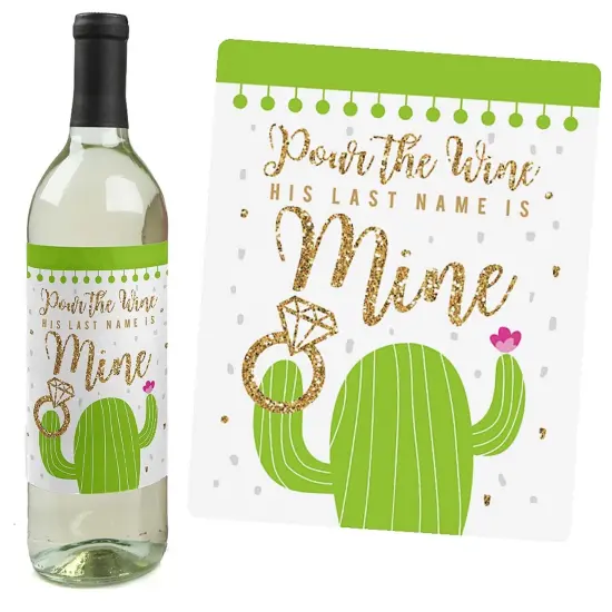 Big Dot of Happiness Final Fiesta - Last Fiesta Bachelorette Party Decorations for Women and Men - Wine Bottle Label Stickers - Set of 4 {6}