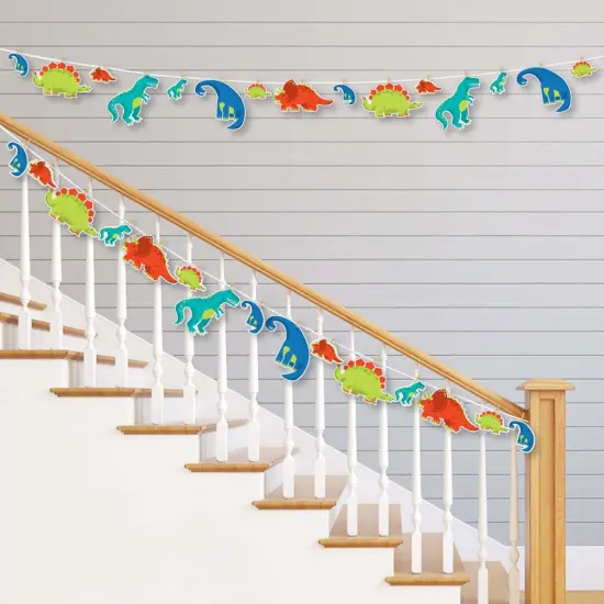 Big Dot of Happiness Roar Dinosaur - Dino Mite Trex Baby Shower or Birthday Party DIY Decorations - Clothespin Garland Banner - 44 Pieces {3}