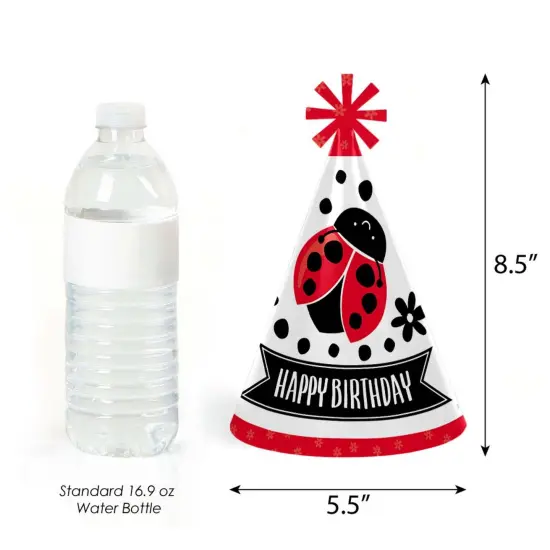 Big Dot of Happiness Happy Little Ladybug - Cone Happy Birthday Party Hats for Kids and Adults - Set of 8 (Standard Size) {4}