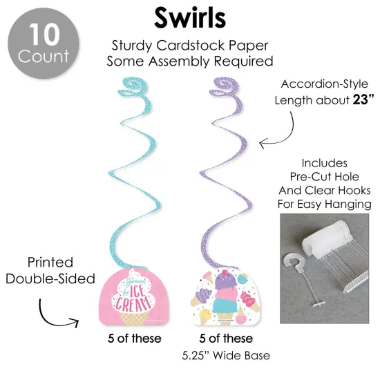 Big Dot of Happiness Scoop Up The Fun - Ice Cream - Sprinkles Party Supplies Decoration Kit - Decor Galore Party Pack - 51 Pieces {6}