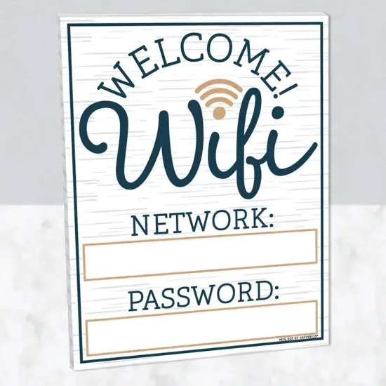 Big Dot of Happiness Wifi Password Sign - Business & Home Decor - Printed on Sturdy Plastic Material - 10.5 x 13.75 inches - Sign with Stand - 1 Piece {3}