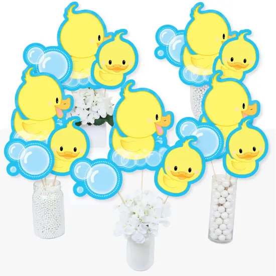 Big Dot of Happiness Ducky Duck - Baby Shower or Birthday Party Centerpiece Sticks - Table Toppers - Set of 15 {3}