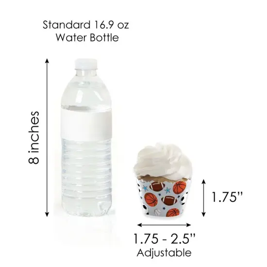 Big Dot of Happiness Go, Fight, Win - Sports - Cupcake Decoration - Baby Shower or Birthday Party Cupcake Wrappers and Treat Picks Kit - Set of 24 {7}