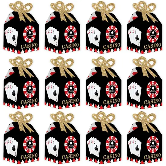 Big Dot of Happiness Las Vegas - Square Favor Gift Boxes - Casino Party Bow Boxes - Set of 12 {6}