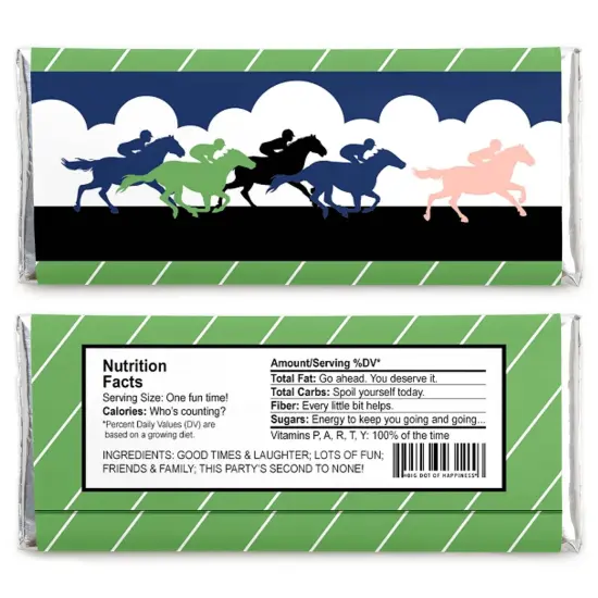 Big Dot of Happiness Kentucky Horse Derby - Candy Bar Wrapper Horse Race Party Favors - Set of 24 {3}
