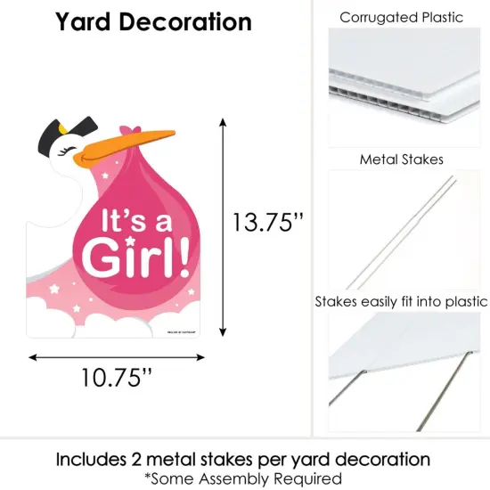 Big Dot of Happiness Girl Special Delivery - Outdoor Lawn Sign - It's a Girl Stork Baby Shower Yard Sign - 1 Piece {7}