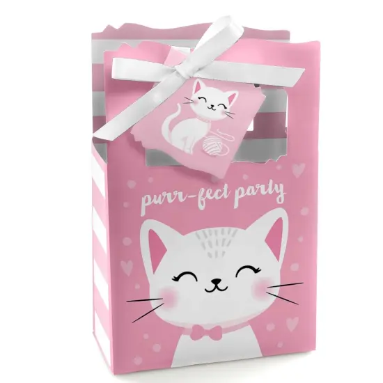 Big Dot of Happiness Purr-fect Kitty Cat - Kitten Meow Baby Shower or Birthday Party Favor Boxes - Set of 12 {1}