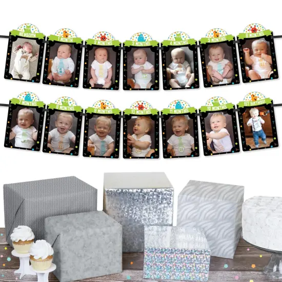 Big Dot of Happiness 1st Birthday Monster Bash - DIY Little Monster First Birthday Party Decor - 1-12 Monthly Picture Display - Photo Banner {3}