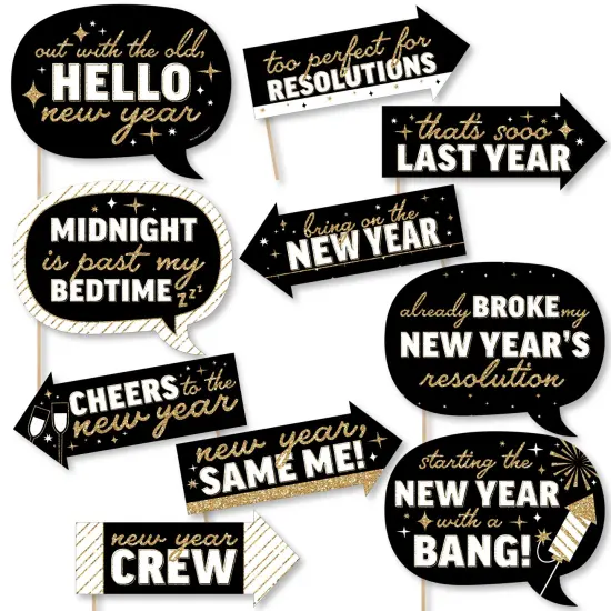 Big Dot of Happiness Funny Hello New Year - NYE Party Photo Booth Props Kit - 10 Piece {1}