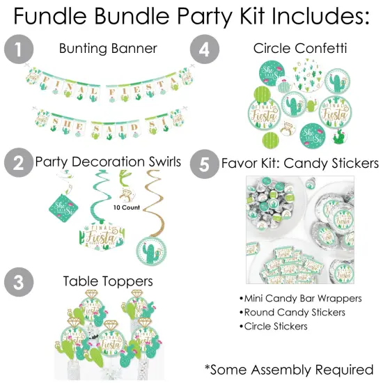 Big Dot of Happiness Final Fiesta - Last Fiesta Bachelorette Party Supplies - Banner Decoration Kit - Fundle Bundle {3}