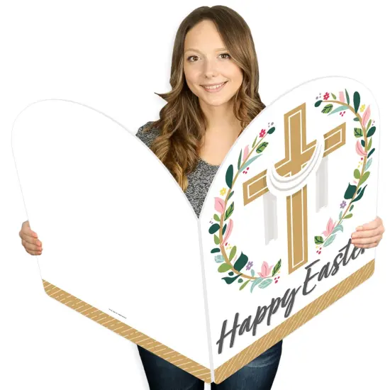 Big Dot of Happiness Religious Easter - Christian Holiday Giant Greeting Card - Big Shaped Jumborific Card {1}
