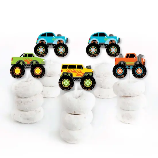 Big Dot of Happiness Smash and Crash - Monster Truck - Dessert Cupcake Toppers - Boy Birthday Party Clear Treat Picks - Set of 24 {3}