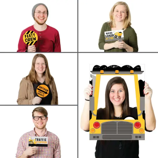 Big Dot of Happiness Dig It - Construction Party Zone - Baby Shower or Birthday Selfie Photo Booth Picture Frame & Props - Printed on Sturdy Material {3}