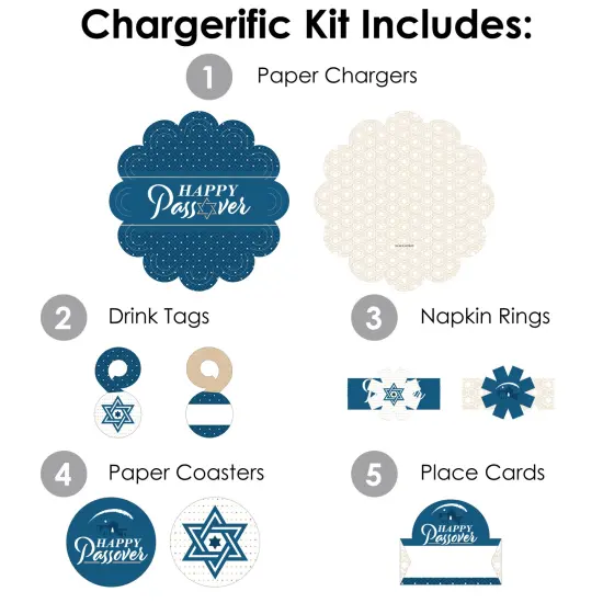 Big Dot of Happiness Happy Passover - Pesach Jewish Holiday Party Paper Charger and Table Decorations - Chargerific Kit - Place Setting for 8 {4}