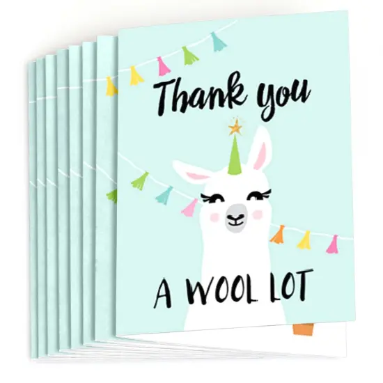 Big Dot of Happiness Whole Llama Fun - Llama Fiesta Baby Shower or Birthday Party Thank You Cards (8 count) {3}