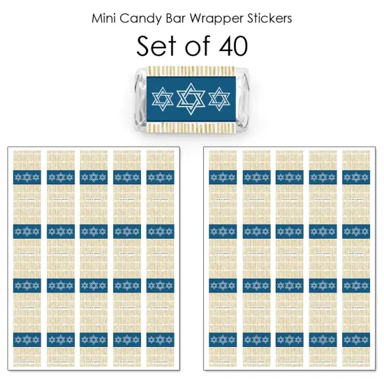 Big Dot of Happiness Happy Hanukkah - Mini Candy Bar Wrapper Stickers - Chanukah Small Favors - 40 Count {4}