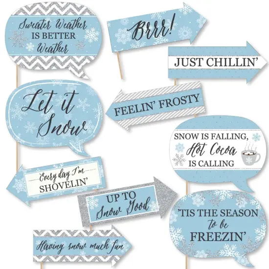 Big Dot of Happiness Funny Winter Wonderland - Snowflake Holiday Party and Winter Wedding Photo Booth Props Kit - 10 Piece {1}