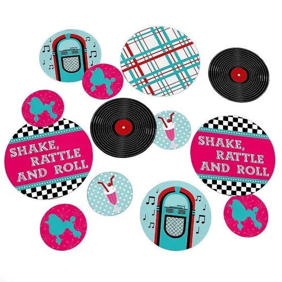 Big Dot of Happiness 50's Sock Hop - 1950s Party Giant Circle Confetti - Rock N Roll Party Decorations - Large Confetti 27 Count {1}