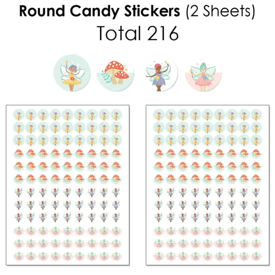 Big Dot of Happiness Let's Be Fairies - Mini Candy Wrappers & Candy Circle Stickers - Fairy Garden Birthday Party Candy Favor Sticker Kit - 304 Pieces {6}