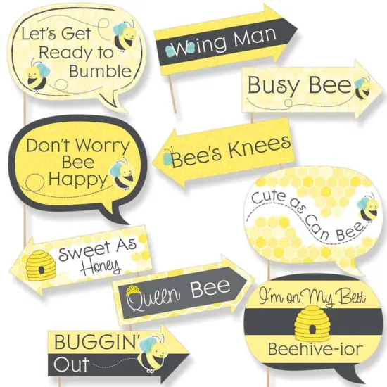 Big Dot of Happiness Funny Honey Bee - Baby Shower or Birthday Party Photo Booth Props Kit - 10 Piece {1}