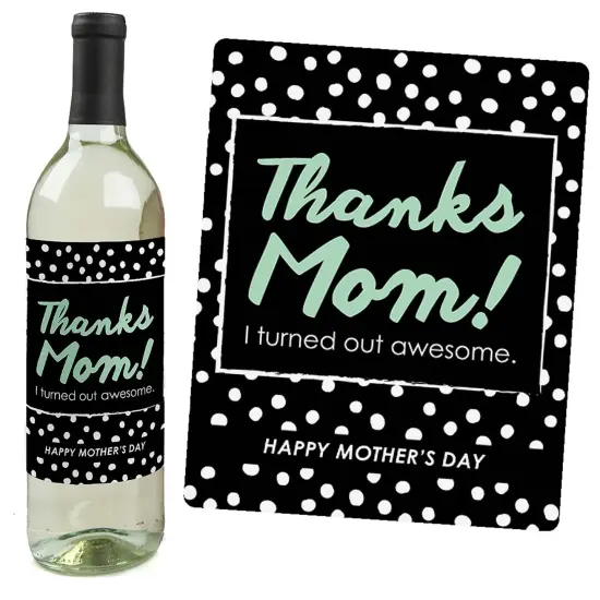 Big Dot of Happiness Best Mom Ever - Mother's Day Gift For Women - Wine Bottle Label Stickers - Set of 4 {7}