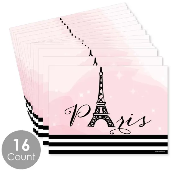 Big Dot of Happiness Paris, Ooh La La - Party Table Decorations - Paris Themed Baby Shower or Birthday Party Placemats - Set of 16 {6}
