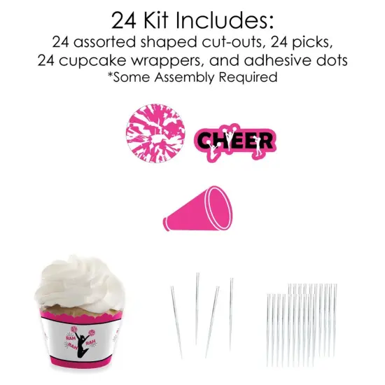 Big Dot of Happiness We've Got Spirit - Cheerleading - Cupcake Decoration - Birthday or Cheer Party Cupcake Wrappers and Treat Picks Kit - Set of 24 {6}