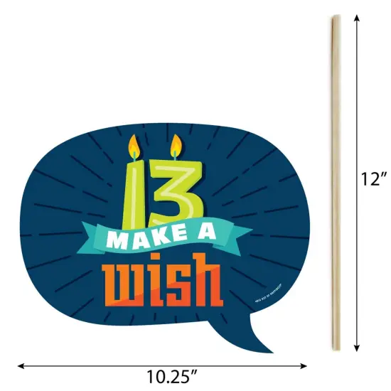 Big Dot of Happiness Funny Boy 13th Birthday - Official Teenager Birthday Party Photo Booth Props Kit - 10 Piece {6}