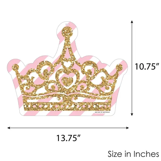 Big Dot of Happiness Little Princess Crown - Hanging Porch Pink & Gold Baby Shower or Birthday Party Outdoor Decor - Front Door Decor - 1 Piece Sign {7}