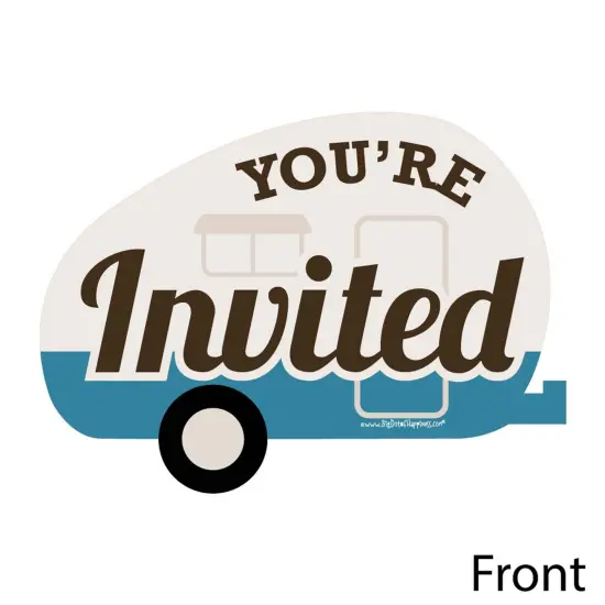 Big Dot of Happiness Happy Camper - Shaped Fill-In Invitations - Camping Baby Shower or Birthday Party Invitation Cards with Envelopes - Set of 12 {3}