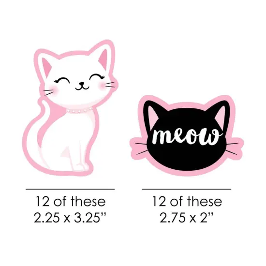 Big Dot of Happiness Purr-fect Kitty Cat - Paper Straw Decor - Kitten Meow Baby Shower or Birthday Party Striped Decorative Straws - Set of 24 {3}