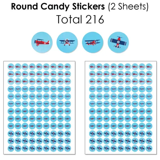 Big Dot of Happiness Taking Flight - Airplane - Vintage Plane Party Candy Favor Sticker Kit - 304 Pieces {6}