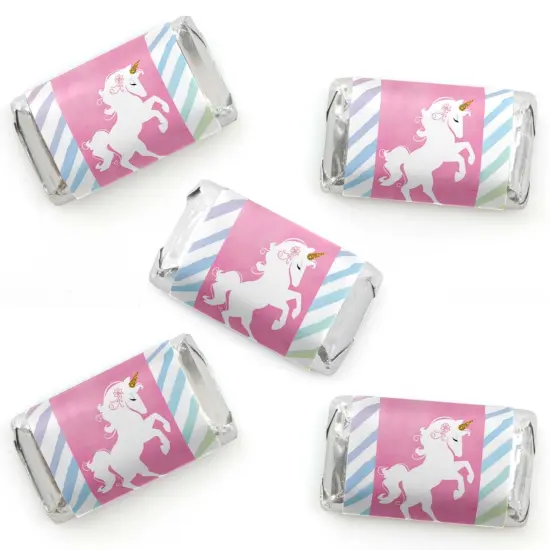 Big Dot of Happiness Rainbow Unicorn - Mini Candy Bar Wrapper Stickers - Magical Unicorn Baby Shower or Birthday Party Small Favors - 40 Count {1}