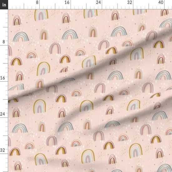 Various Fabrics by the Yard or Fat Quarter Rainbow Boho Stars Blush Pink Custom Printed Fabric by Spoonflower {1}
