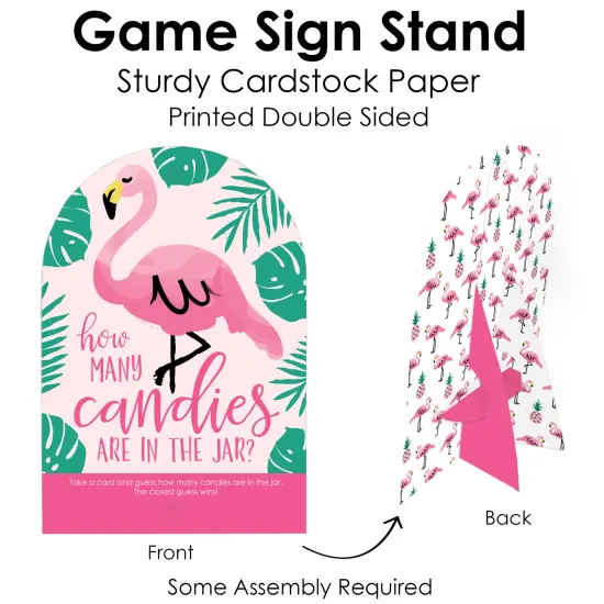 Big Dot of Happiness Pink Flamingo - Party Like a Pineapple - How Many Candies Tropical Summer Party Game - 1 Stand and 40 Cards - Candy Guessing Game {6}