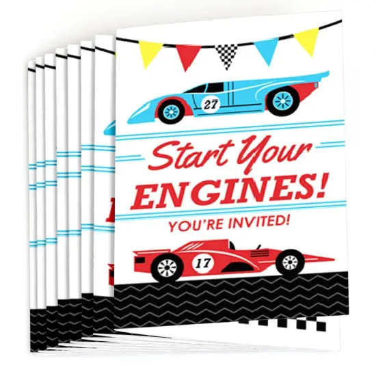 Big Dot of Happiness Let's Go Racing - Racecar - Fill In Race Car Birthday Party or Baby Shower Invitations (8 count) {3}