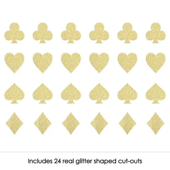 Big Dot of Happiness Gold Glitter Card Suits - No-Mess Real Gold Glitter Cut-Outs - Las Vegas and Casino Party Confetti - Set of 24 {3}