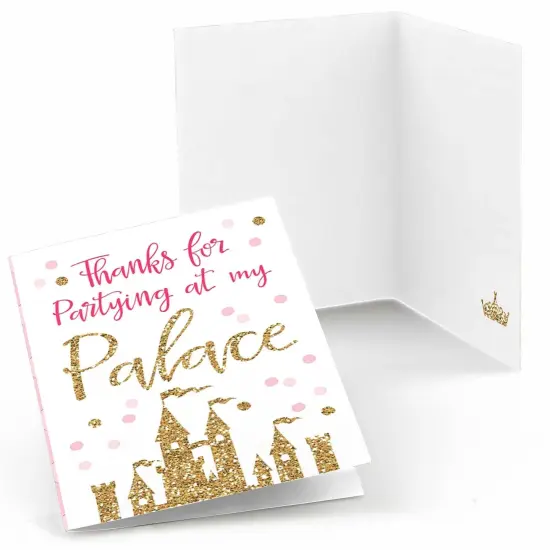 Big Dot of Happiness Little Princess Crown - Pink and Gold Princess Baby Shower or Birthday Party Thank You Cards (8 count) {1}