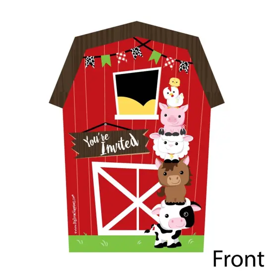 Big Dot of Happiness Farm Animals - Shaped Fill-in Invitations - Baby Shower or Birthday Party Invitation Cards with Envelopes - Set of 12 {3}