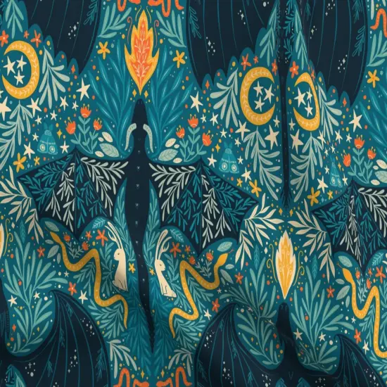 Various Fabrics by the Yard or Fat Quarter Folk Dragons Fairy Tale Botanical Kids Room Magical Jackalopes Maximalist Custom Printed Fabric by Spoonflower {5}