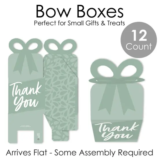 Big Dot of Happiness Sage Green Elegantly Simple - Square Favor Gift Boxes - Guest Party Favors Bow Boxes - Set of 12 {7}