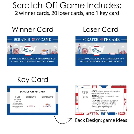 Big Dot of Happiness Cheerio, London - British UK Party Game Scratch Off Cards - 22 Count {6}