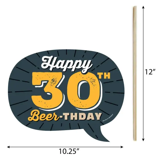 Big Dot of Happiness Funny Cheers and Beers to 30 Years - 30th Birthday Party Photo Booth Props Kit - 10 Piece {6}