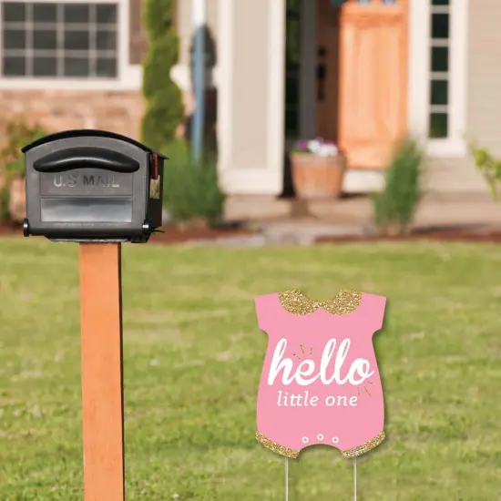 Big Dot of Happiness Hello Little One - Pink and Gold - Outdoor Lawn Sign - Girl Baby Shower Yard Sign - 1 Piece {3}