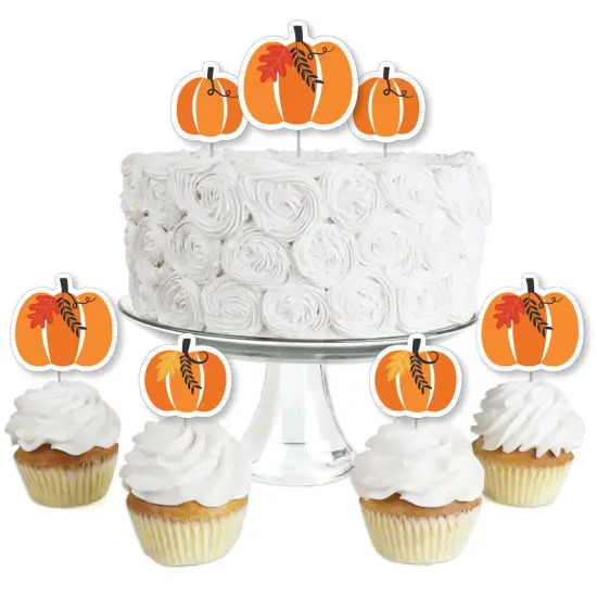 Big Dot of Happiness Fall Pumpkin - Dessert Cupcake Toppers - Halloween or Thanksgiving Party Clear Treat Picks - Set of 24 {1}