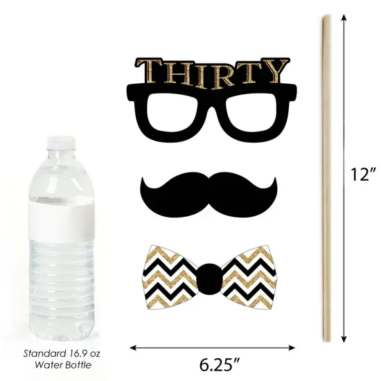 Big Dot of Happiness Adult 30th Birthday - Gold - Birthday Party Photo Booth Props Kit - 20 Count {6}
