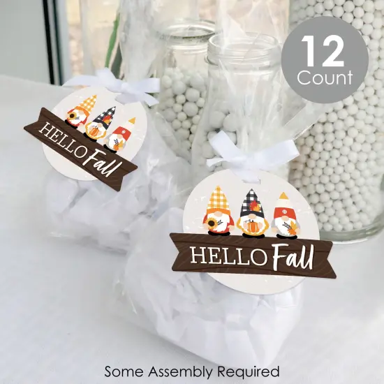 Big Dot of Happiness Fall Gnomes - Autumn Harvest Party Clear Goodie Favor Bags - Treat Bags With Tags - Set of 12 {3}