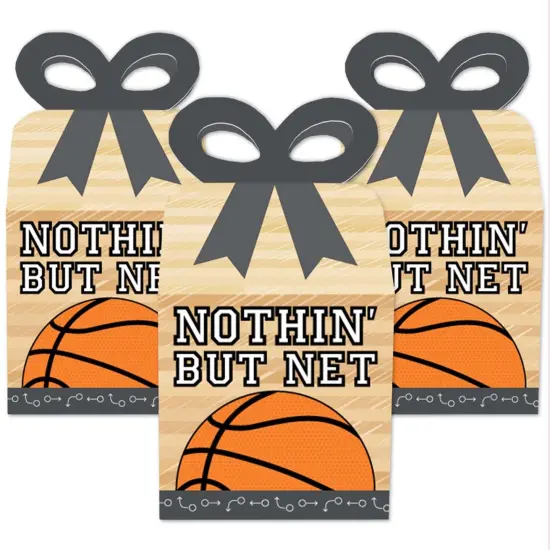 Big Dot of Happiness Nothin' but Net - Basketball - Square Favor Gift Boxes - Baby Shower or Birthday Party Bow Boxes - Set of 12 {3}
