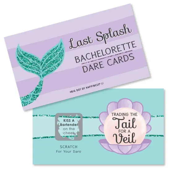 Big Dot of Happiness Trading The Tail for A Veil - Mermaid Bachelorette Party or Bridal Shower Game Scratch Off Dare Cards - 22 Count {1}