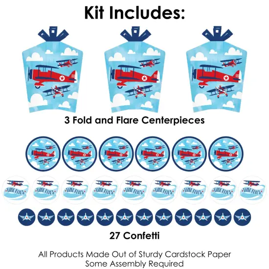 Big Dot of Happiness Taking Flight - Airplane - Vintage Plane Baby Shower or Birthday Party Decor and Confetti - Terrific Table Centerpiece Kit 30 Ct {4}